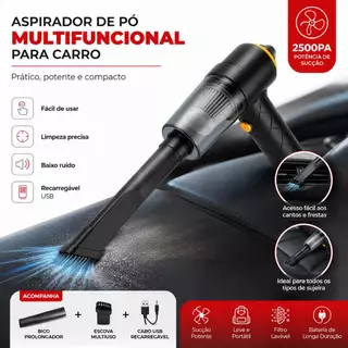 Aspirador De Pó Automotivo Veicular 2500pa Usb Alta Qualidade