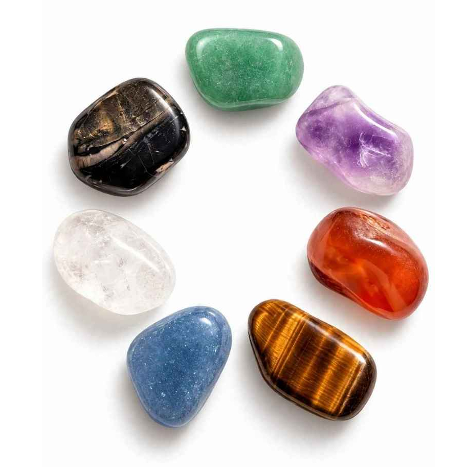 Kit 7 Pedras 7 Chakras Cristais Naturais Grandes Reiki Equilíbrio Energético Yoga Meditação