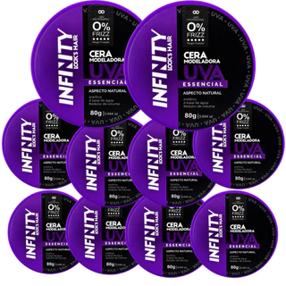 Kit 10x Cera Modeladora Uva 80g Infinity Looks Hair | Fixação Forte | Brilho Intenso | Sem Frizz | Controle Total