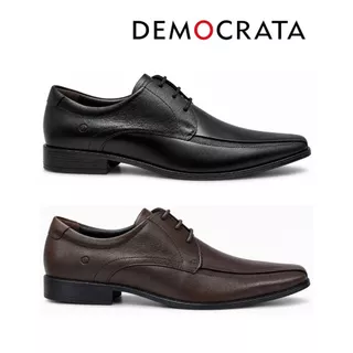 Sapato Social Democrata Unique Couro Legítimo Confortável Cadarço Elegante Trabalho