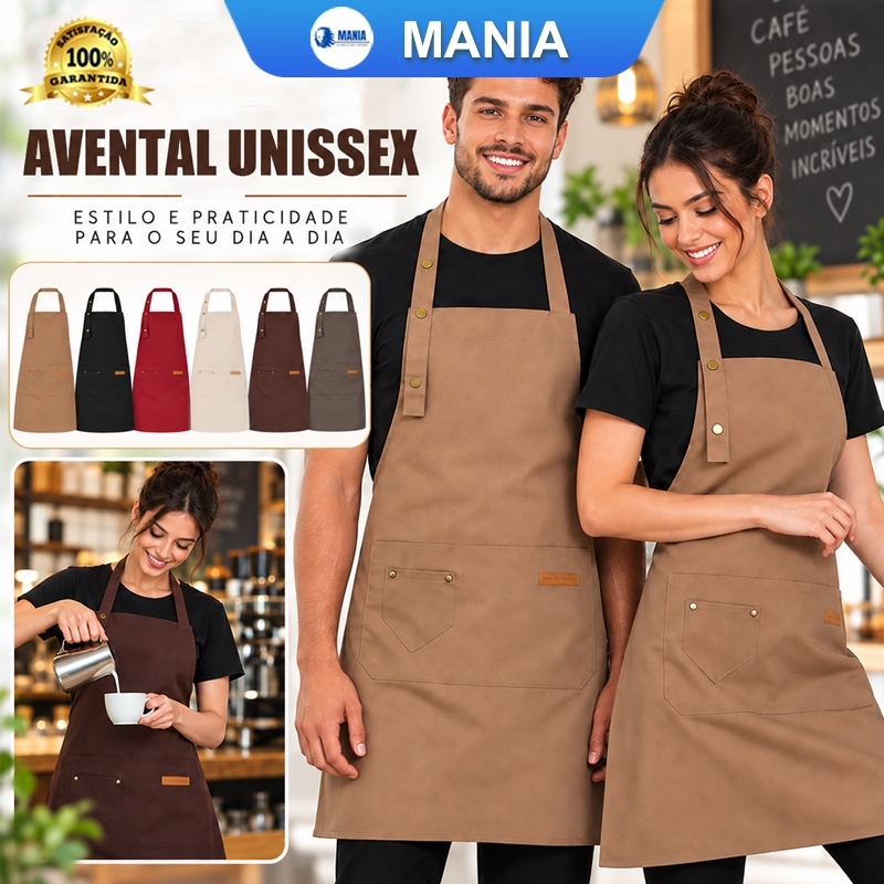 Avental Profissional com Bolsos para Chef, Churrasco, Restaurante e Salão de Beleza