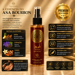 Body Splash Asad Bourbon Lattafa Masculino Árabe Loção Pós Banho 250ml Premium