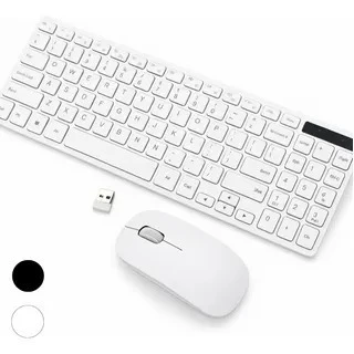 Kit Teclado e Mouse FY K06 Sem Fio Slim Branco para PC e Notebook