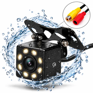 Câmera de Ré Automotiva Universal 720P Colorida Visão Noturna 8 LEDs Resistente à Água para Carro Caminhonete Estacionar