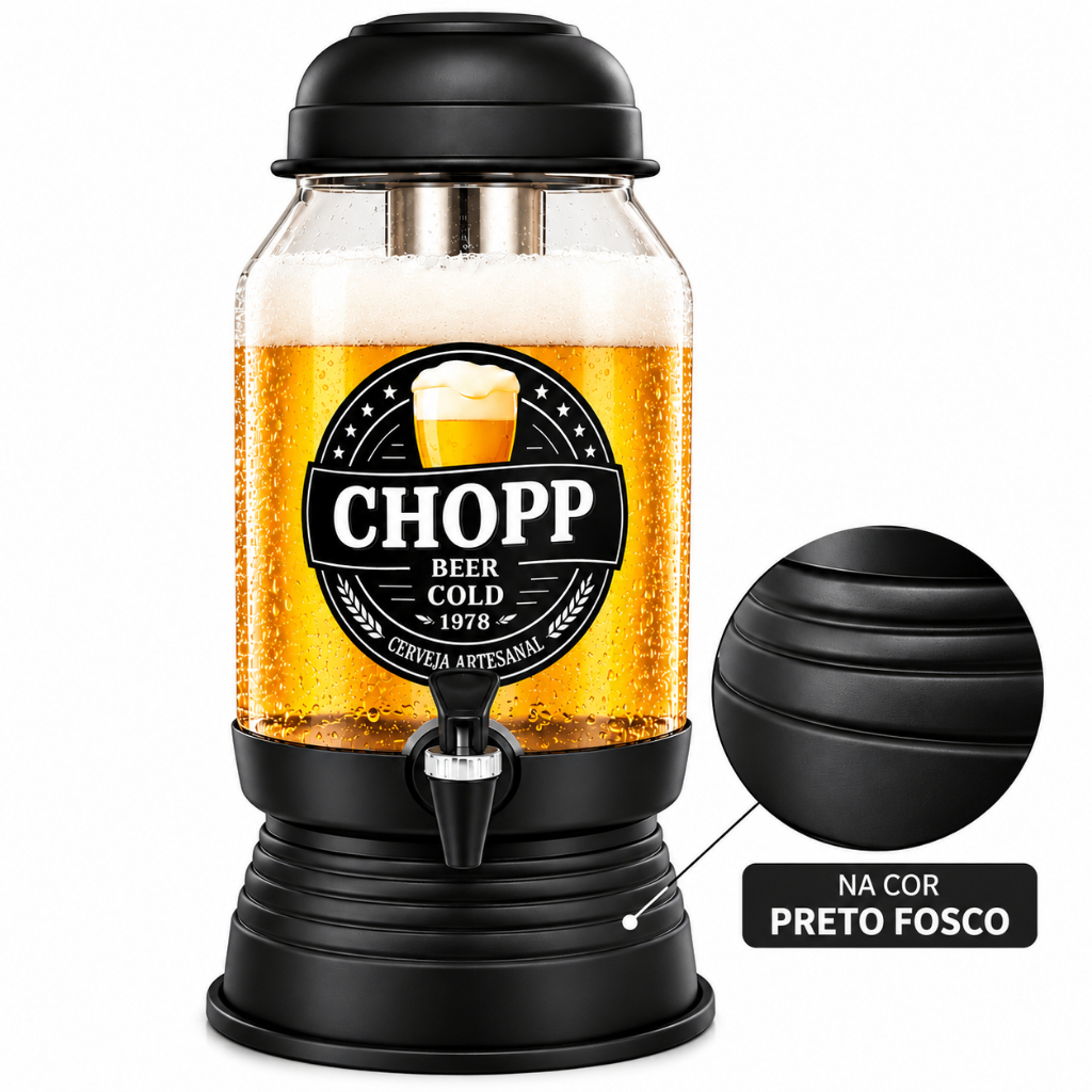 Chopeira Portátil 3 Litros Vidro com Dispenser Alumínio Torre Chopp ...