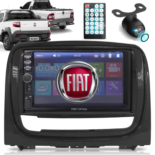 KIT MULTIMÍDIA MP5 2 DIN USB FIAT STRADA PALIO SIENA 2013 2014 2015 2016 + MOLDURA + CAMERA DE RE