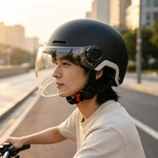 Capacete unissex para motocicletas, bicicletas e veículos elétricos com viseira.