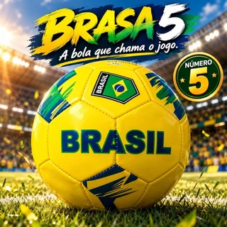 Bola de Futebol Brasil Nº 5 Amarela 65cm Costurada para Treino Jogo e Lazer