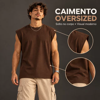 Kit 2 Camisetas Regata Masculina Oversized Academia Colete Masculino Machão Longline Sem Estampa
