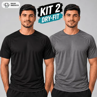 KIT 2 Camisetas Dry Fit Masculinas Esportes Anti Suor Anti Odor Secagem Rápida e Não Amassa