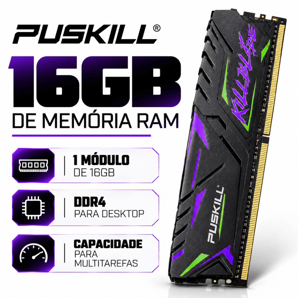 Memória RAM Puskill 16GB DDR4 3200MHz Com Dissipador Para PC Desktop ...