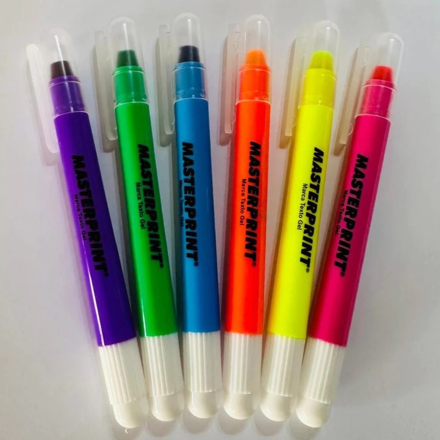 Kit 6 Canetas Marca Texto em Gel Masterprint – Não Mancha Ideal para ...