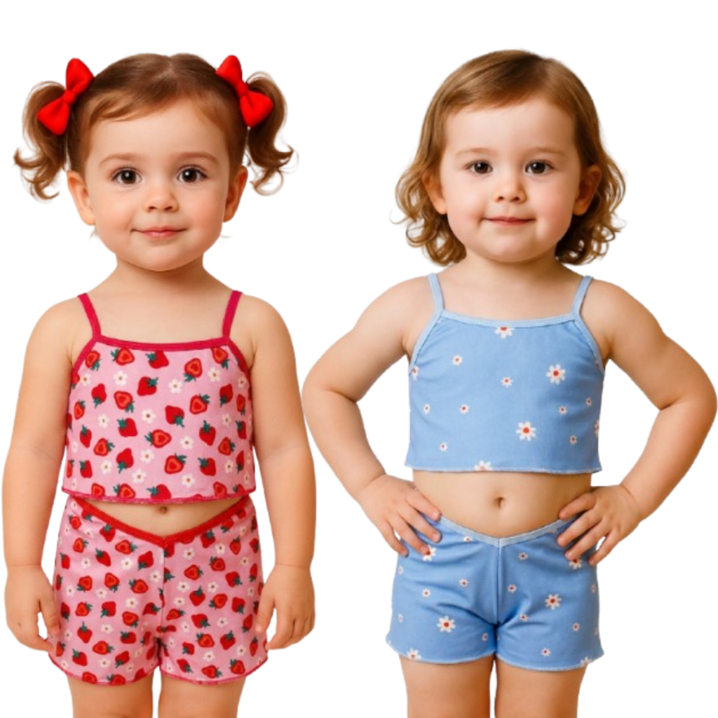 Kit 3 Pijama Baby Doll de Alcinha INFANTIL Estampadinhos em Oferta na Shopee