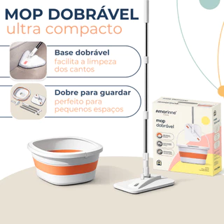Mop Esfregão Balde Retrátil Compacto Dobrável Giratório Com Refil Microfibra em Oferta na Shopee