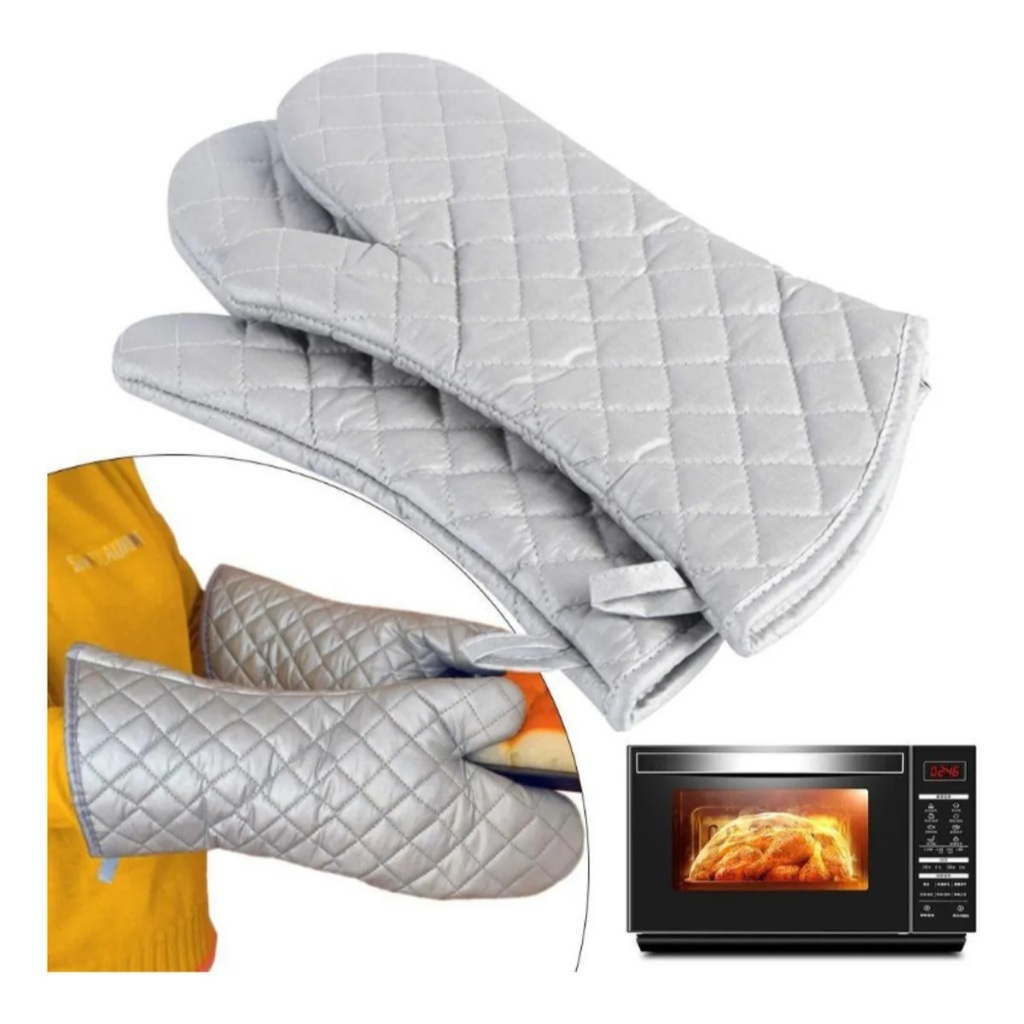 kit 2 Luvas Culinária Térmica Forno Quente Cozinha Metalizad