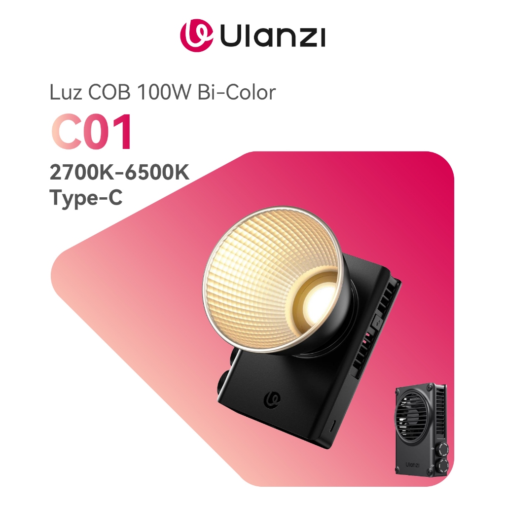 ULANZI C01 Luz COB 100W Bi-Color 2700–6500K, 14500 Lux, CRI 96+