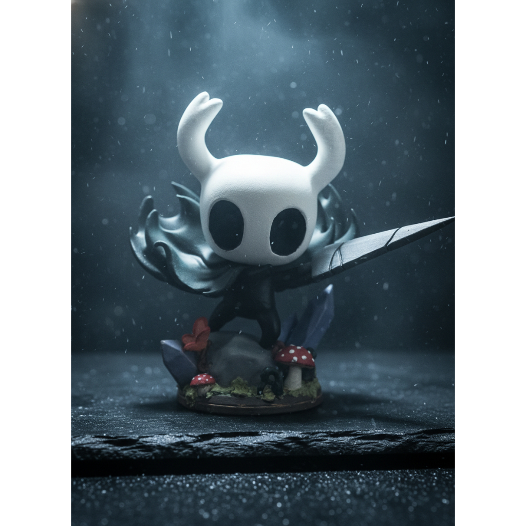 Action Figure Hollow Knight Exclusiva com Base Decorativa de Cenário para Colecionadores de Games