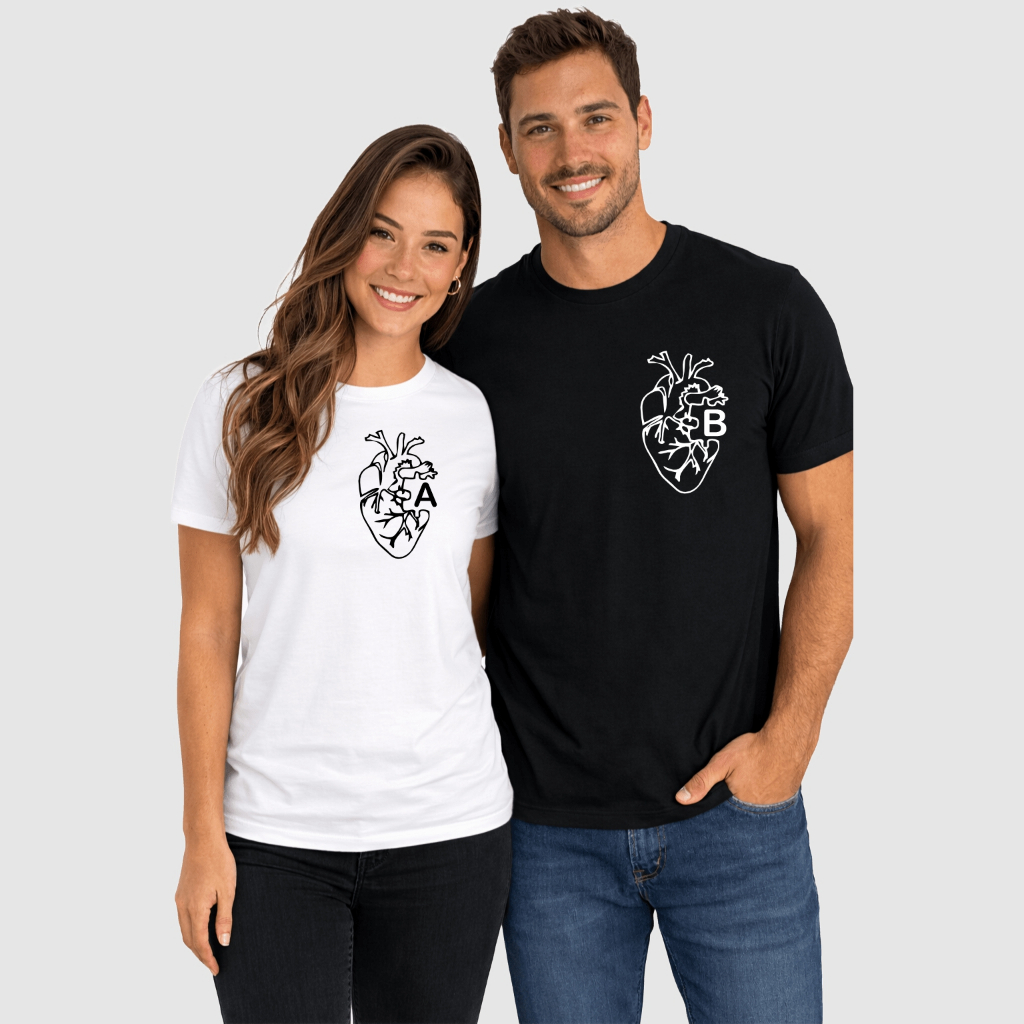 ❤︎専用ページ❤︎ Kit Conjunto 2 Camisetas de Casal Dia dos Namorados Coração Letra