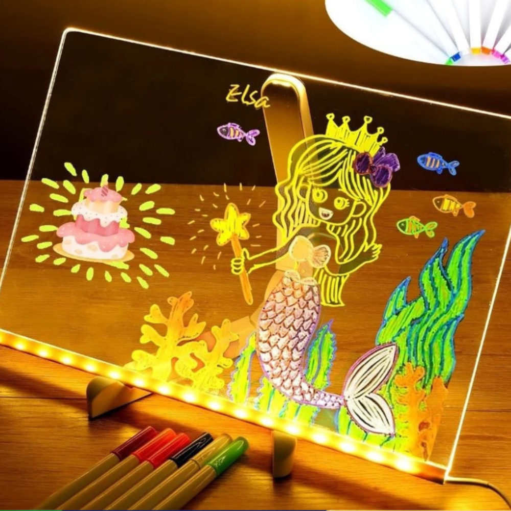Luminária 3D Lousa Quadro Mágico | LED Colorido de Mesa com 