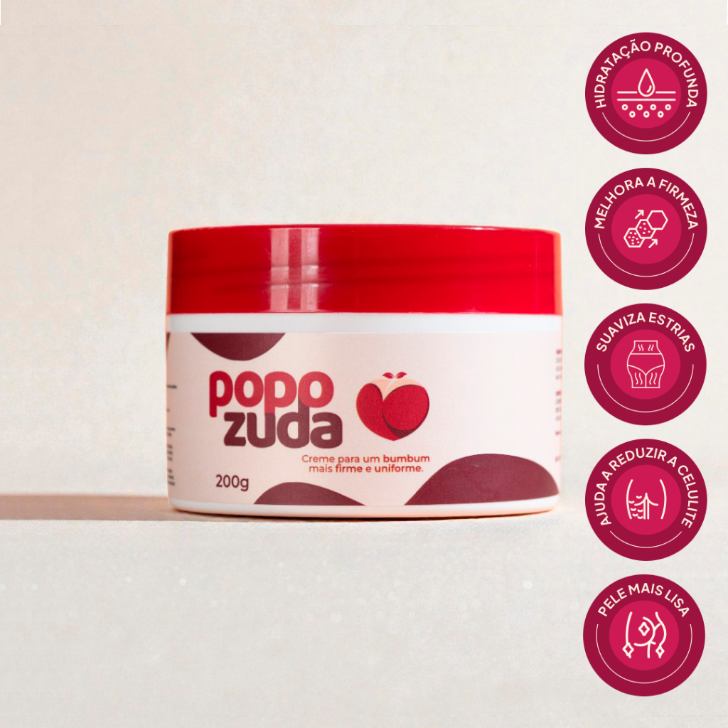 Popozuda Creme Rosa Termoativo Corporal 250g | Efeito Aquecimento e Firmeza da Pele