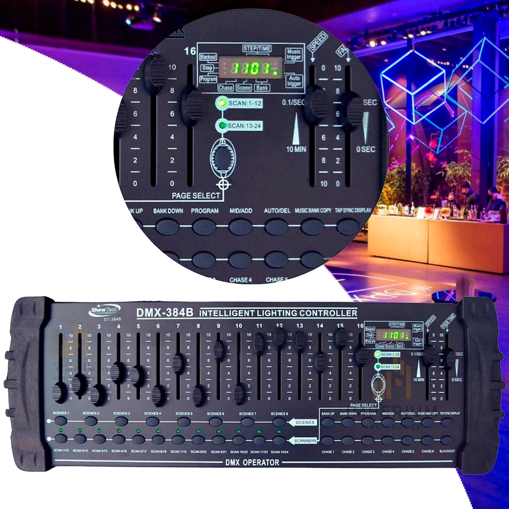 Controladora DMX 384 Canais DMX-384B ST-384B Mesa Iluminação Palco