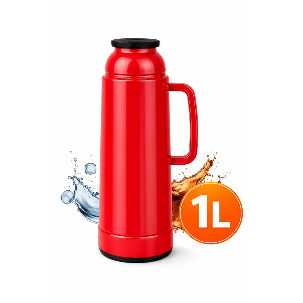 GARRAFA TÉRMICA MOR USE VERMELHA 1L COM ALÇA CONSERVA QUENTE