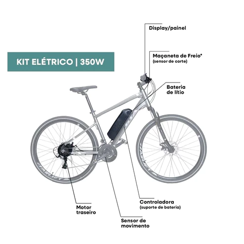 Kit Motor Eletrico Bike 350w Completo P/Pedal Assistido GTA