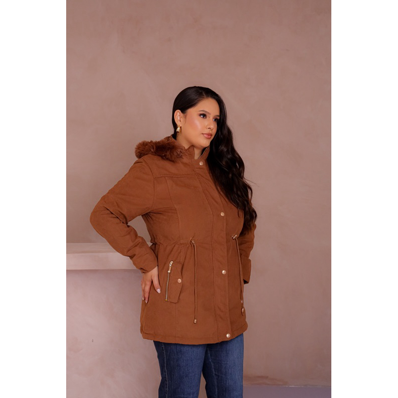 parka feminina plus size toda forrada por dentro em tecido sarja