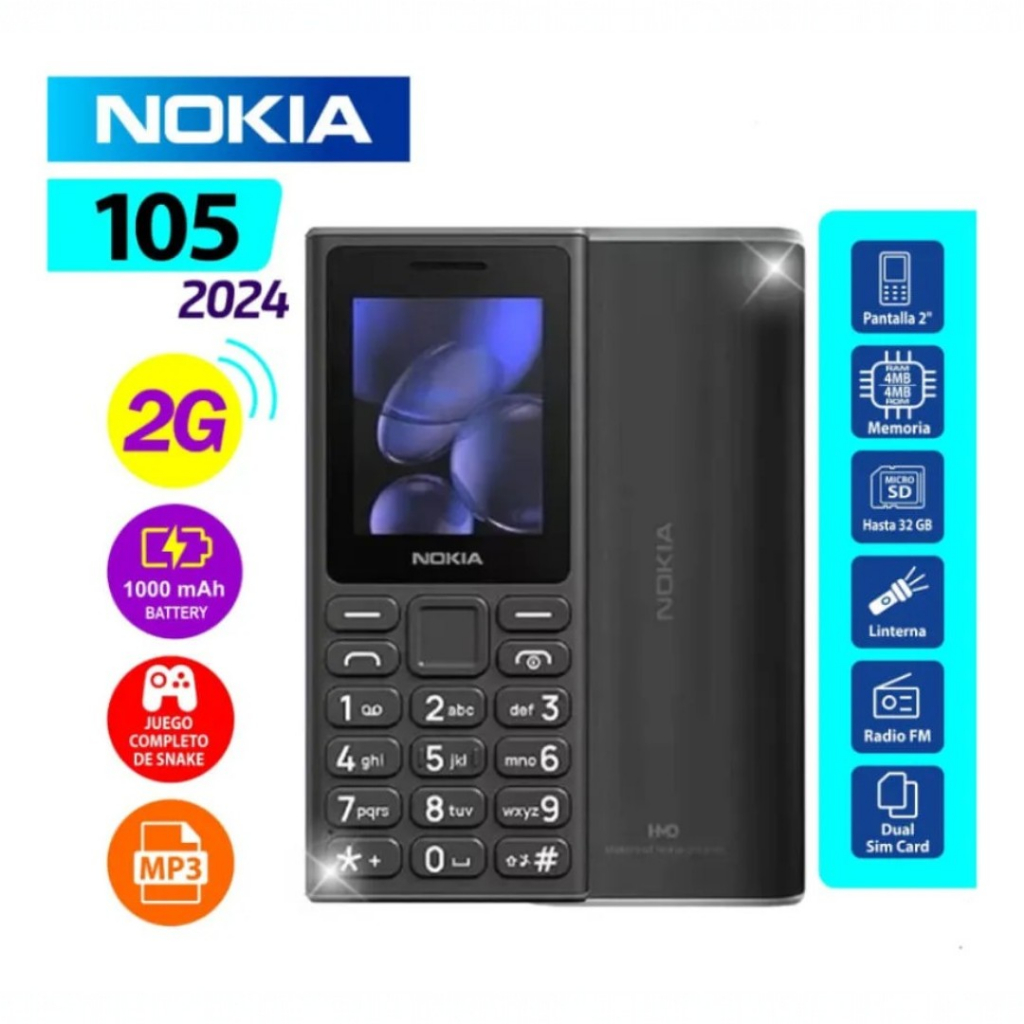 NOKIA 105 Dual SIM Free Black 未使用 2台 Celular Nokia 105 USADO Preto 2G – Fácil de Usar, Ideal para