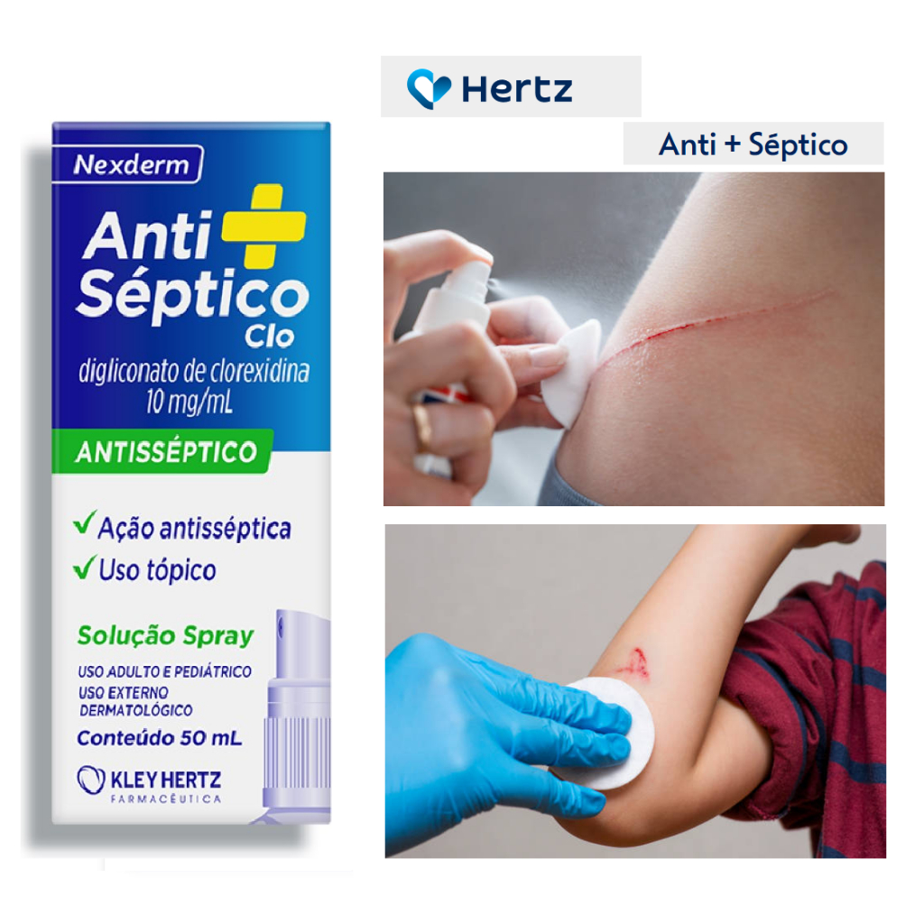 Antisséptico Clo Spray 50ml Clorexidina kley Hertz Limpeza