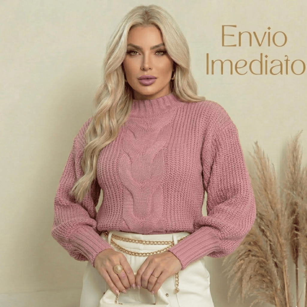 Blusa Feminina Tricô Inverno Suéter Manga Longa Tricot Premium Outono Inverno 2026 Lançamento