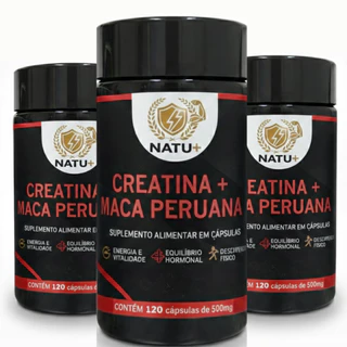 Kit 3 Pote de Creatina com MP 120 Cápsulas 500mg P/pote Natu Suplementos