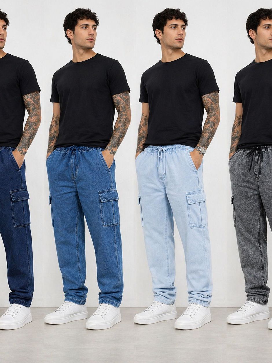 Calça Cargo Masculina Casual Com Bolsos Laterais Estilo Urbano