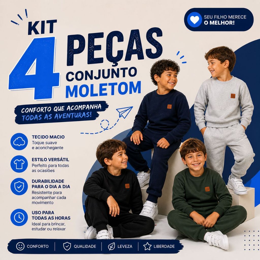 Kit Moletom Infantil Menino