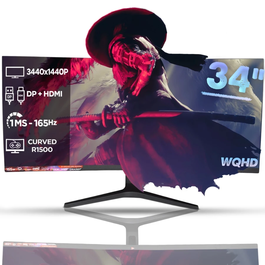 Monitor Gaming Tela Led Reta/Curva 34' Full HD