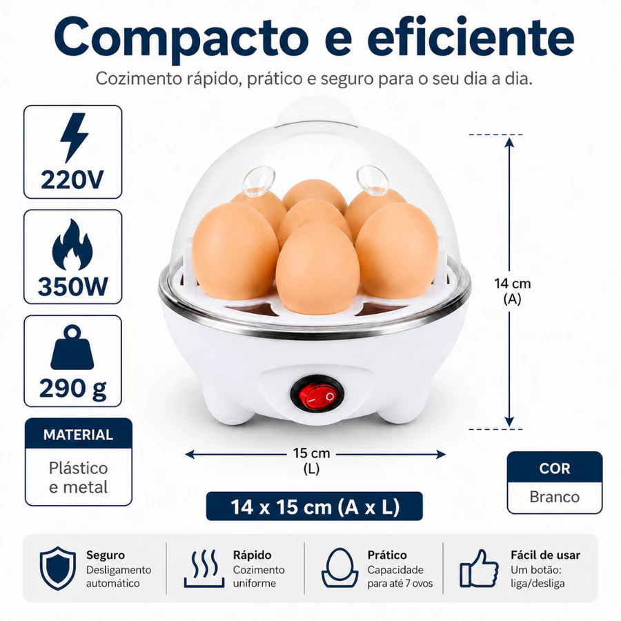 Cozedor de Ovos Elétrico para até 7 Ovos Prático e Rápido - foto 3