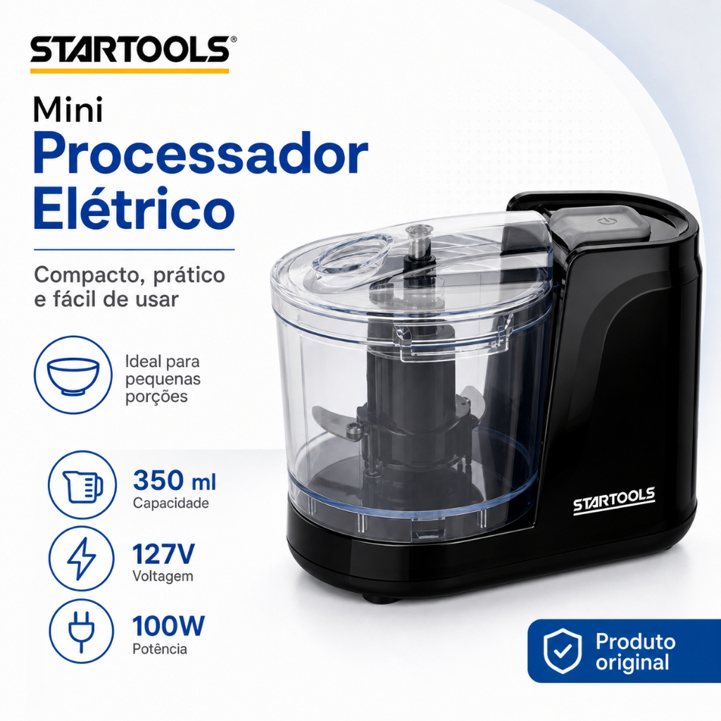 Mini Processador Triturador Elétrico 100w 350ml - Preta Pret