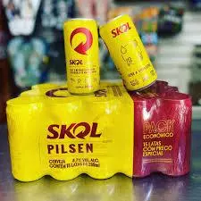 Cerveja Skol lata 269ml com 15 unidades pack