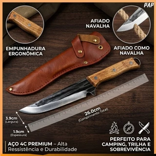 Faca de cozinha forjada à mão (com bainha), ideal para churrascos, desossar, acampamentos e chefs profissionais