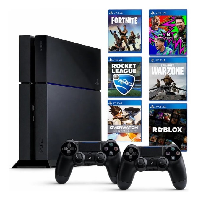 Console PS4 Fat 500 gigas 1 Controle 6 Jogo Mídia Digitais PS4