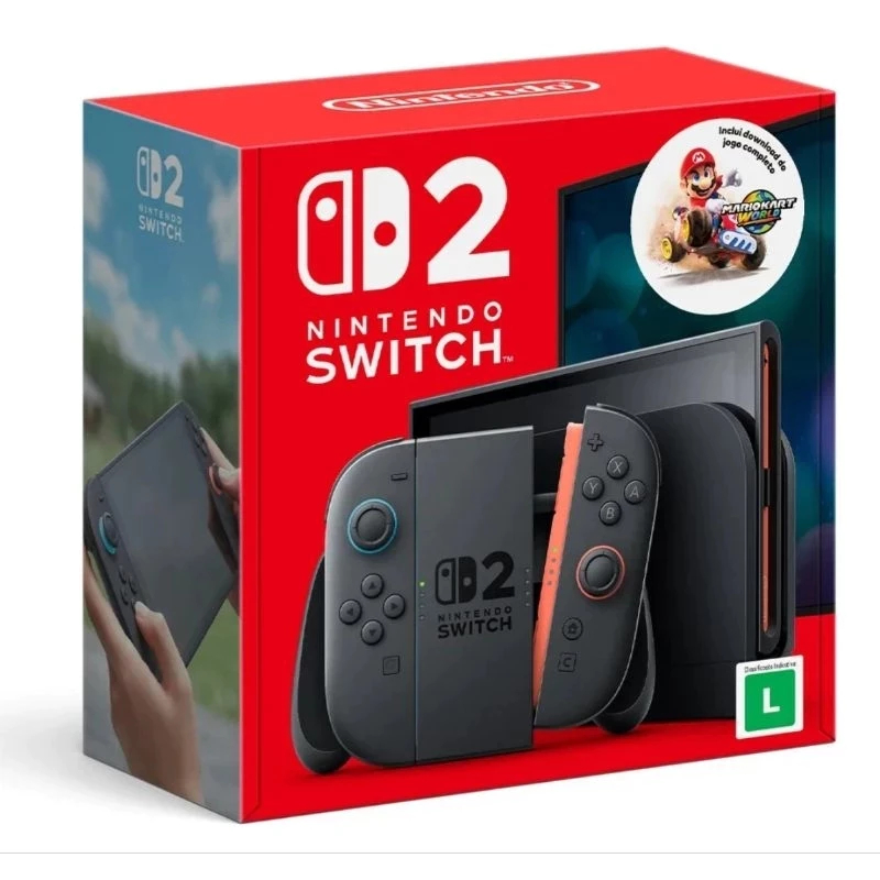 NINTENDO SWITCH 2 LCD 256GB + JOGO MARIO KART WORLD + ADAPTADOR