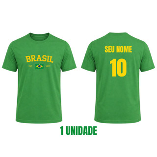Camiseta Personalizada do Brasil Blusa Feminina e Masculina 100% Algodão