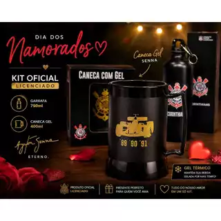 Kit Presente Dia dos Namorados Corinthians Senna Caneca Gel Garrafa Oficial