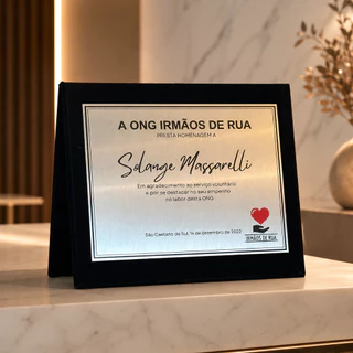 🏆 Placa de Homenagem Personalizada em Aço Inox com Estojo (Modelo Capa) Veludo ✨