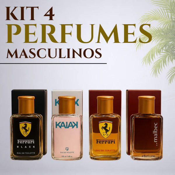 Kit 4 Perfumes Masculinos 100ml Cada Os Queridinhos Alta Fixação