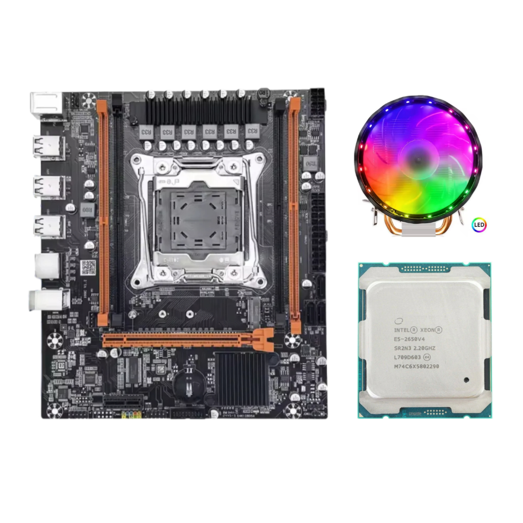Kit Placa Mãe Qiyida X99 + Intel Xeon E5-2650 V4 / 2680 V4 / 2670