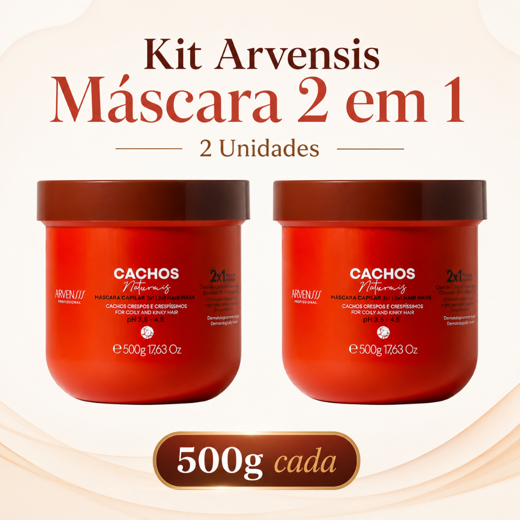 Kit 2 Unidades Máscara Arvensis Cachos Naturais 2x1 500g No Poo