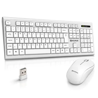 Kit Teclado E Mouse Sem Fio Abnt2 Usb Hoopson Plug Play Pc 107 teclas com layout Receptor Mini-USB Mouse 1000 DPI
