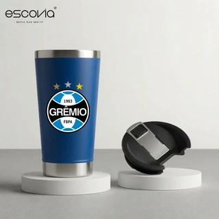 Copo Térmica Futebol Time Grêmio Foot-Ball Porto Alegrense Aço Inoxidavel 473ml com Tampa E Abridor para Cerveja