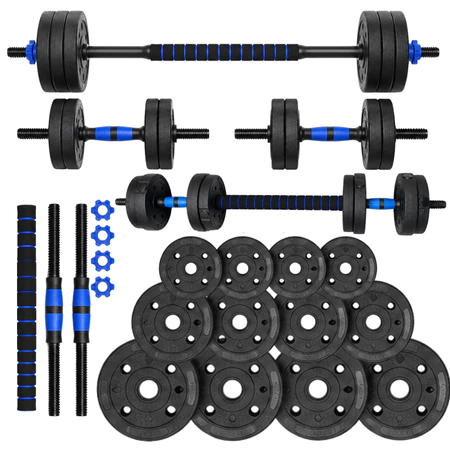 Kit Halteres 20Kg Musculação Treino com Barra Anilha Ajustável
